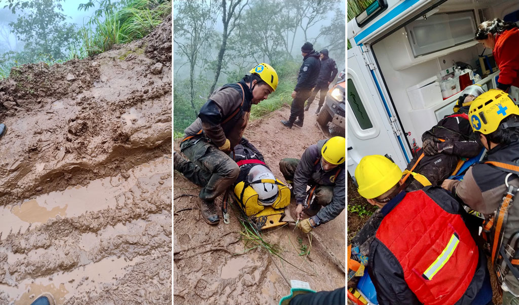Resgate após o acidente de moto em Jujuy, Argentina